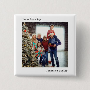 Minimalist Typewriter Christmas Custom Photo  15 Cm Square Badge