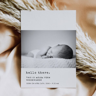 Minimalist typewriter Hello there new baby photo Announcement