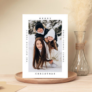 Minimalist Typewriter - Merry Christmas One Photo  Holiday Card