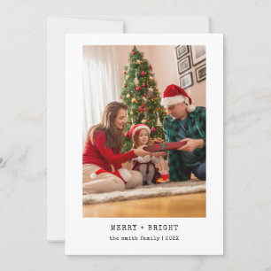 Minimalist Typewriter Merry Christmas Simple Photo Holiday Card