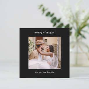 Minimalist Typewriter Merry Christmas with Photo Holiday Card