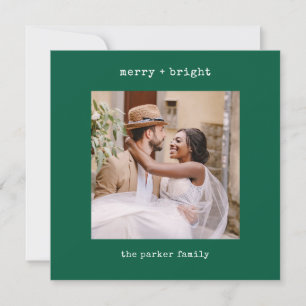 Minimalist Typewriter   Merry Christmas with Photo Holiday Card