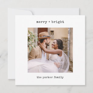 Minimalist Typewriter   Merry Christmas with Photo Holiday Card
