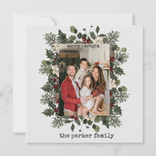 Minimalist Typewriter   Merry Christmas with Photo Holiday Card