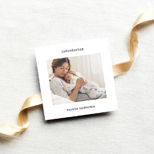 Minimalist Typewriter   Photo Birth Announcement
