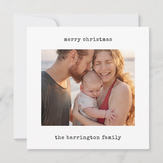 Minimalist Typewriter Photo Holiday Card (Front)