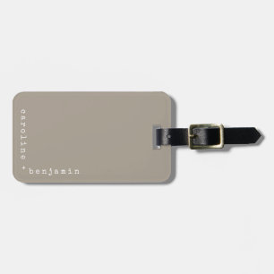 Minimalist Typewriter Typography Corner Name Taupe Luggage Tag