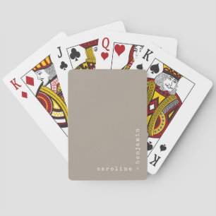 Minimalist Typewriter Typography Corner Name Taupe Playing Cards