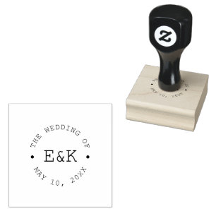 Minimalist Typographic Wedding Emblem Rubber Stamp