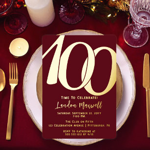 Minimalist Typography 100 100th Birthday Party
