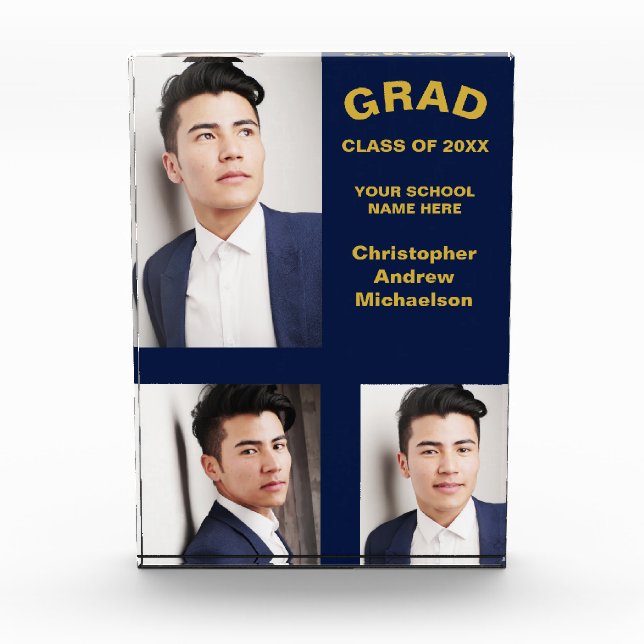 Minimalist Typography 3 Graduation Photo Block (Front)