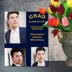 Minimalist Typography 3 Photo Graduation Acrylic Sign