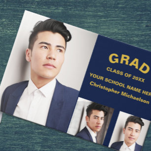 Minimalist Typography 3 Photo Graduation Guest Book