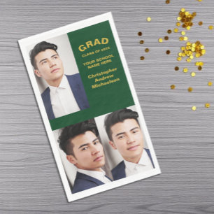 Minimalist Typography 3 Photo Graduation Napkin