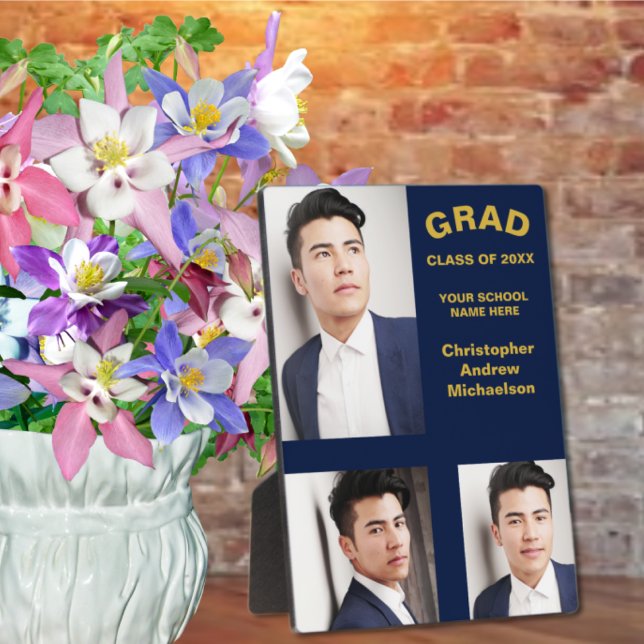 Minimalist Typography 3 Photo Graduation Plaque (Creator Uploaded)