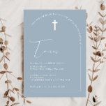 Minimalist Typography arch blue arch baptism Invitation<br><div class="desc">Inivite your guest to your event with this minimalist and simple baptism invitation card, features simple text on a light blue background with prominent cross. For more advanced customisation of this design, e.g. changing layout, font or text size please click the "CUSTOMIZE" button above. Please contact me for any questions!...</div>