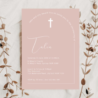 Minimalist Typography arch pink arch baptism Invitation