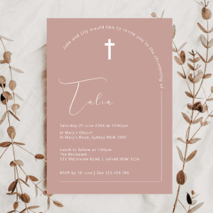 Minimalist Typography arch pink arch baptism Invitation