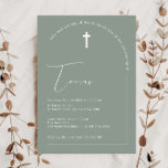 Minimalist Typography arch sage arch baptism Invitation<br><div class="desc">Inivite your guest to your event with this minimalist and simple baptism invitation card,  features simple text on a sage background with prominent cross. For more advanced customisation of this design,  e.g. changing layout,  font or text size please click the "CUSTOMIZE" button above. Please contact me for any questions!</div>