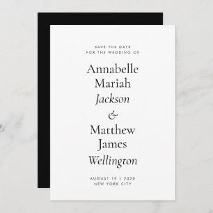 Minimalist Typography Big Names QR Code Wedding Save The Date