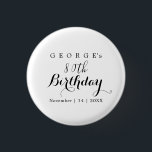 Minimalist Typography Birthday Party Design  3 Cm Round Badge<br><div class="desc">Celebrate in style with our customisable birthday party design, featuring a sleek minimalist typographical layout. Tailor the design with any name and year, making it perfect for personalising your special occasion. This elegant approach works beautifully for both men and women, ensuring everyone feels celebrated. The clean lines and understated elegance...</div>