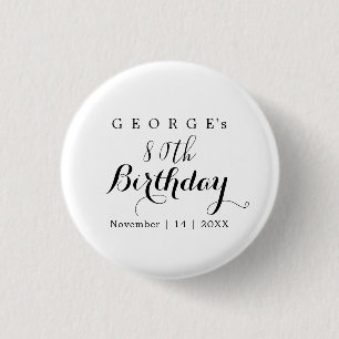 Minimalist Typography Birthday Party Design 3 Cm Round Badge