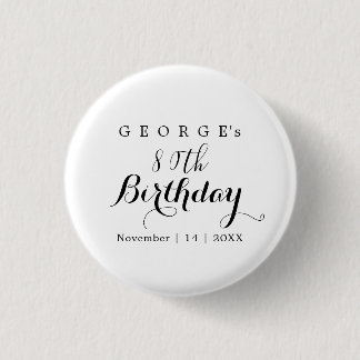 Minimalist Typography Birthday Party Design  3 Cm Round Badge