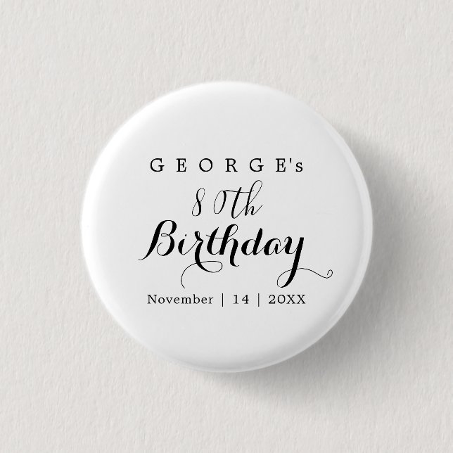 Minimalist Typography Birthday Party Design  3 Cm Round Badge (Front)