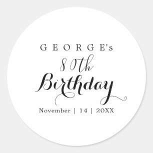 Minimalist Typography Birthday Party Design  Classic Round Sticker