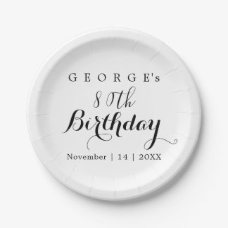 Minimalist Typography Birthday Party Design Paper Plate