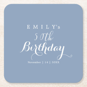 Minimalist Typography Birthday Party Design  Square Paper Coaster