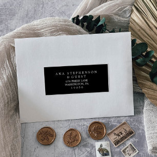 Minimalist Typography   Black Guest Address Labels