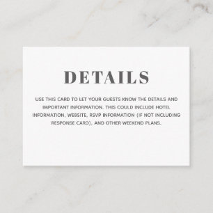 Minimalist Typography Black White Basic Details Enclosure Card