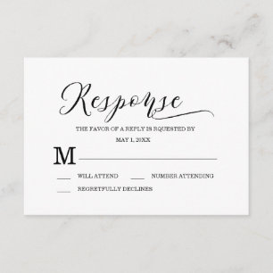 Minimalist Typography Black & White Response Card