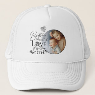 Minimalist Typography Brother Birthday Photo Trucker Hat