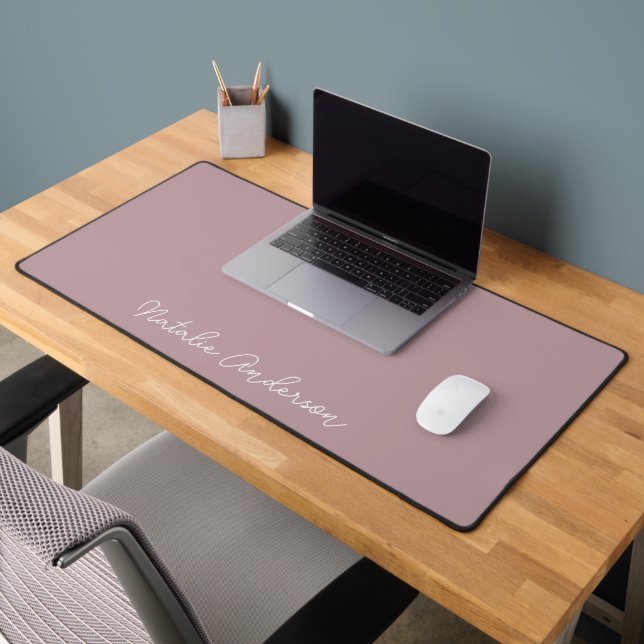 Minimalist Typography Casual Script Pastel Rose Desk Mat (Office 2)