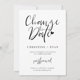 Minimalist Typography Change the Date Wedding Announcement