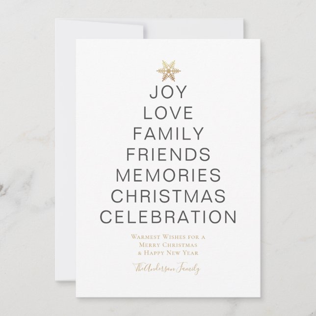  Minimalist Typography Christmas Wishes Gold Holiday Card (Front)