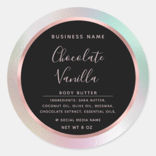 Minimalist typography circle foil rose gold frame classic round sticker