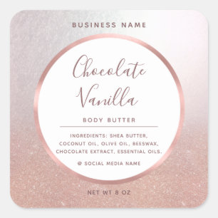 Minimalist typography circle foil rose gold frame square sticker