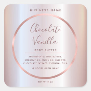 Minimalist typography circle foil rose gold frame square sticker