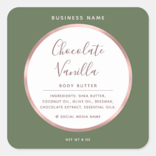 Minimalist typography circle foil rose gold frame square sticker