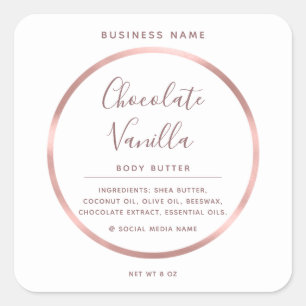 Minimalist typography circle foil rose gold frame square sticker