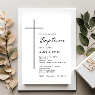 Minimalist Typography cross baptism Invitation