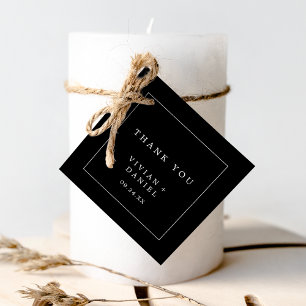 Minimalist Typography Dark Black Thank You Favour Tags