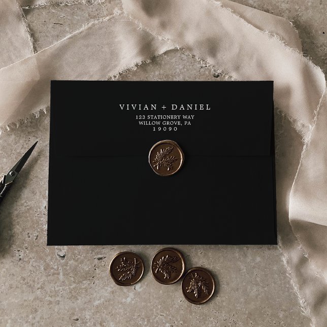 Minimalist Typography | Dark Black Wedding Envelope (Creator Uploaded)