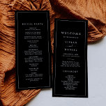 Minimalist Typography | Dark Black Wedding Program Programme<br><div class="desc">This minimalist typography dark black wedding program is perfect for a simple wedding. The modern romantic design features classic black and white typography. Customisable in any colour. Keep the design simple and elegant, as is, or personalise it by adding your own graphics and artwork. Include the name of the bride...</div>