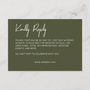 Minimalist Typography Dark Olive Green RSVP Card