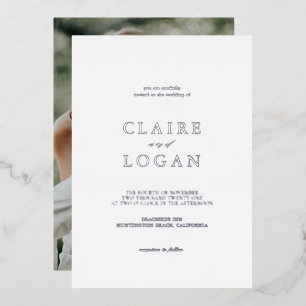 Minimalist Typography Elegant Photo White Wedding