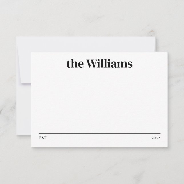 Minimalist Typography Established Family Name Card (Front)